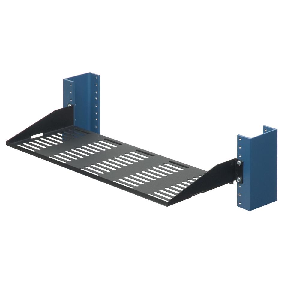 Front. RackSolutions - RackSolutions 1U 2Post Vented Cantilever Shelf 7in Depth - Flanged Up, 30lbs Capacity, High Quality 16 GA Steel - Black.