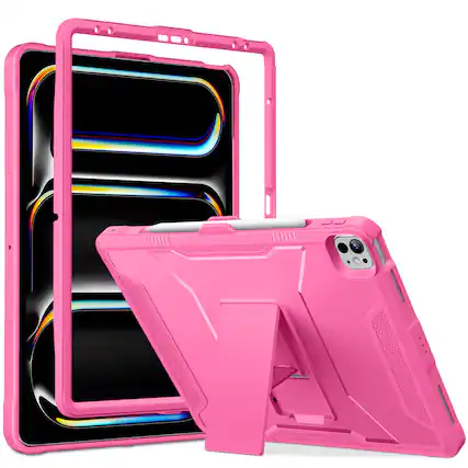 Front. DTTO - Rugged Case for iPad Air 13" & iPad Pro 13" (M2/M3, 2024/2025) with Pencil Holder and Built-in Kickstand - Reddish Violet.