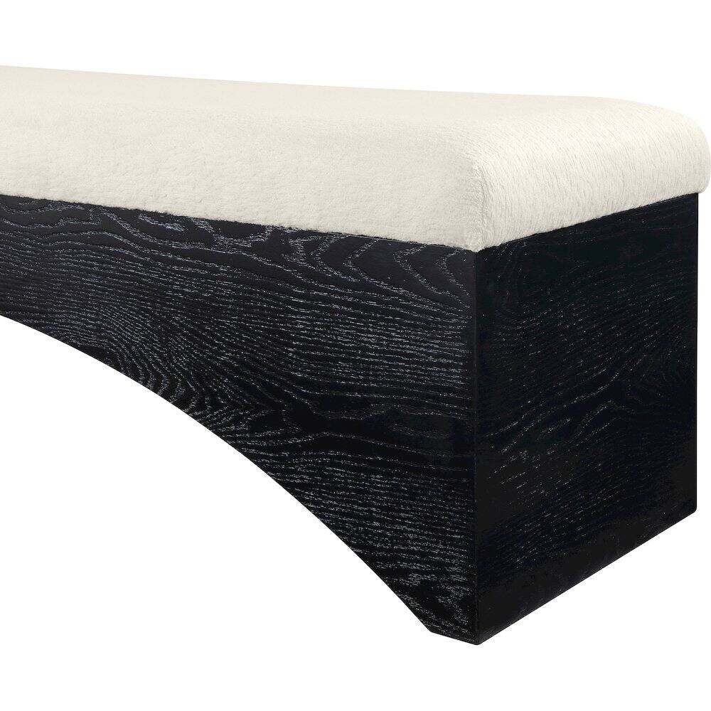 Alt View 4. Meridian Furniture - Lawson Cream Velour Fur Fabric Bench - Beige.