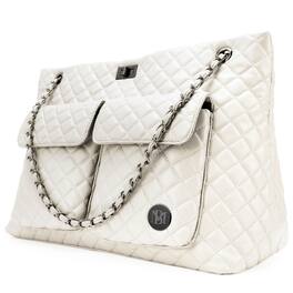 Badgley Mischka - Diana Quilted Vegan Leather Weekender Duffel Bag - Cream