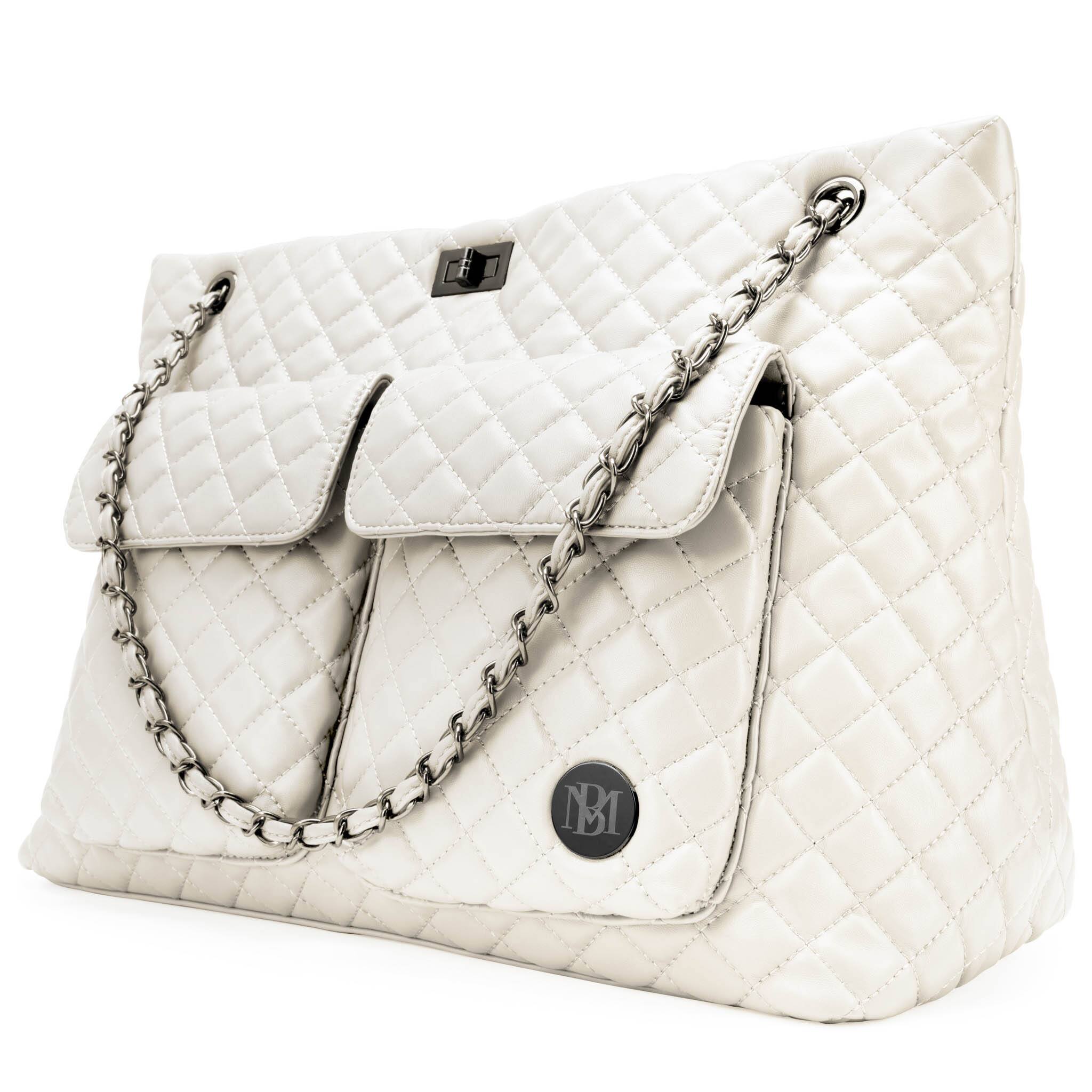 Badgley Mischka - Diana Quilted Vegan Leather Weekender Duffel Bag - Cream