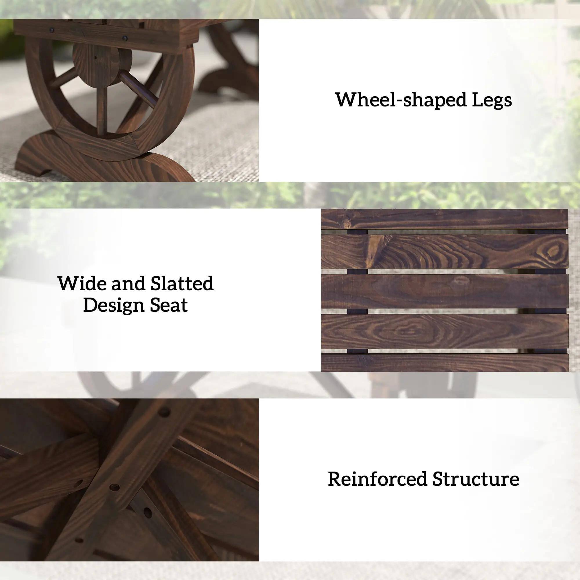 Wheel-shaped Legs

Wide and Slatted Design Seat

Reinforced Structure