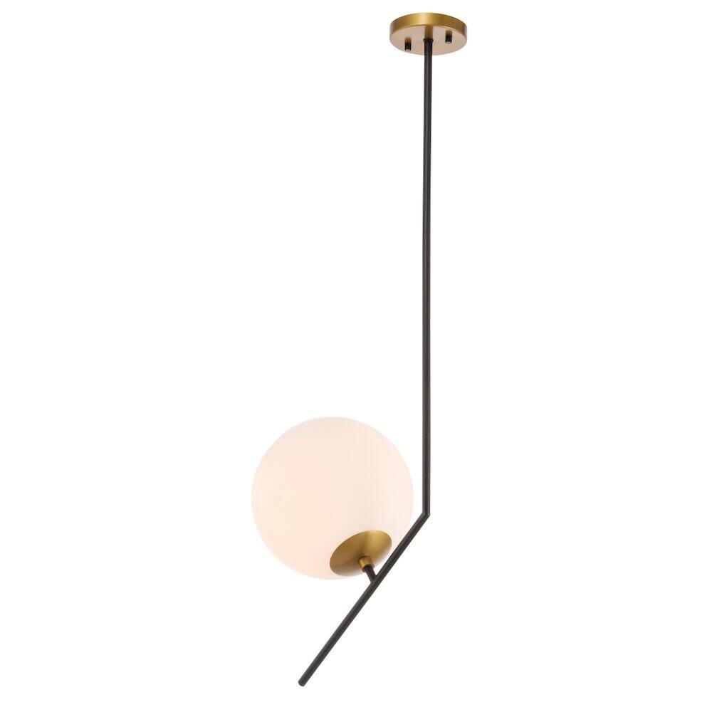Alt View 7. Living District - Ryland 1 Light Black And Brass And Frosted White Glass Pendant - Black And Brass And Frosted White Glass.