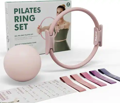 Go Sos hume PILATES RING SET PILATES KIT ALL-IN-ONE. Everything you need for a full Pilates routine - ring, ball, band & guide included. SCULPT STRENGTHEN & TONE.