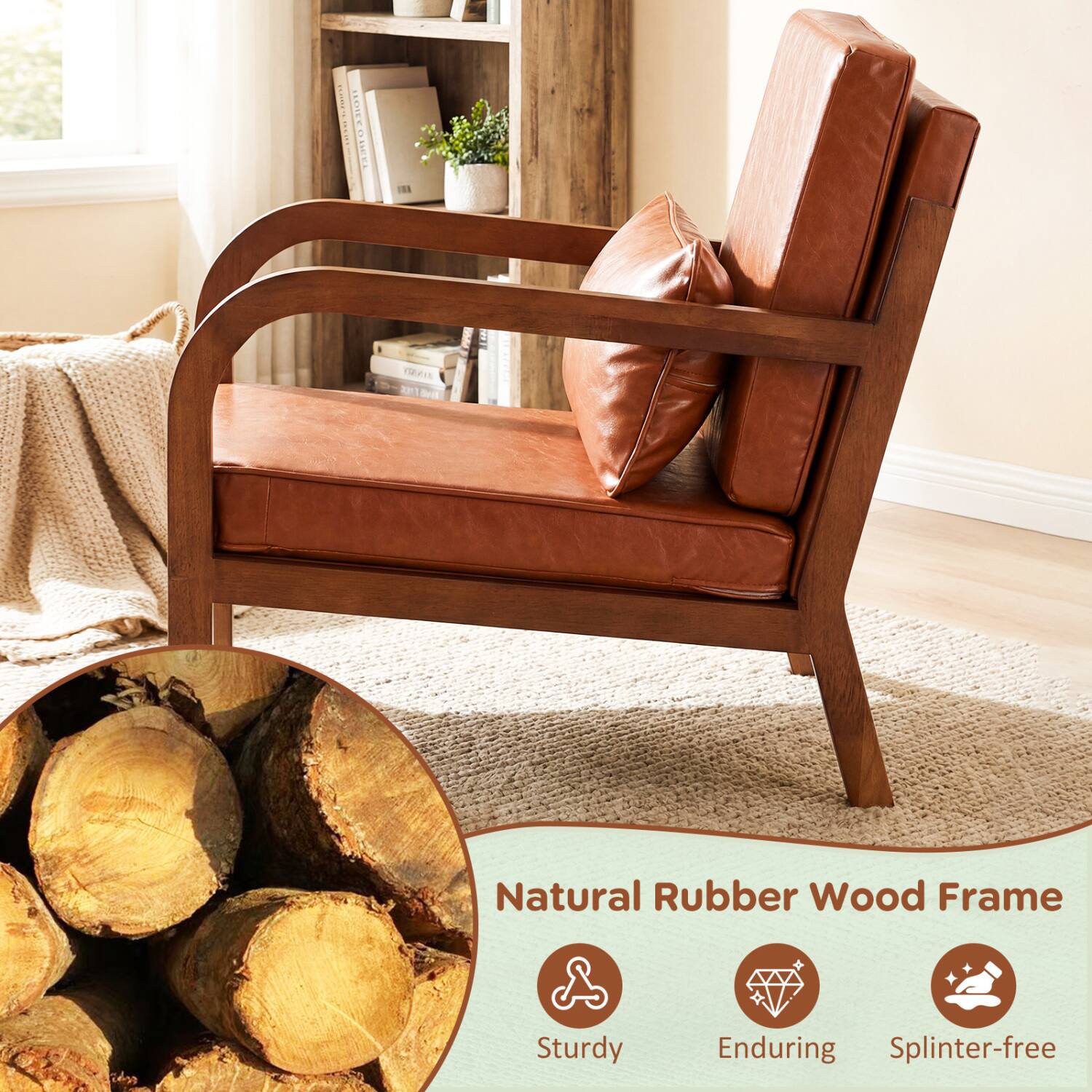 Natural Rubber Wood Frame  
Sturdy  
Enduring  
Splinter-free