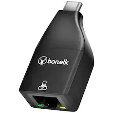 Front. Bonelk - Bonelk Compact USB-C to RJ45 Gigabit Ethernet Adapter - Black - Black.