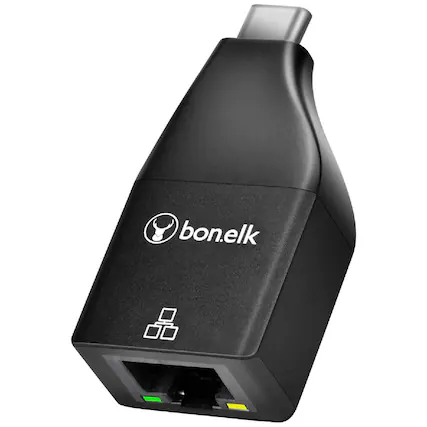 Front. Bonelk - Bonelk Compact USB-C to Gigabit Ethernet Adapter - Black - Black.