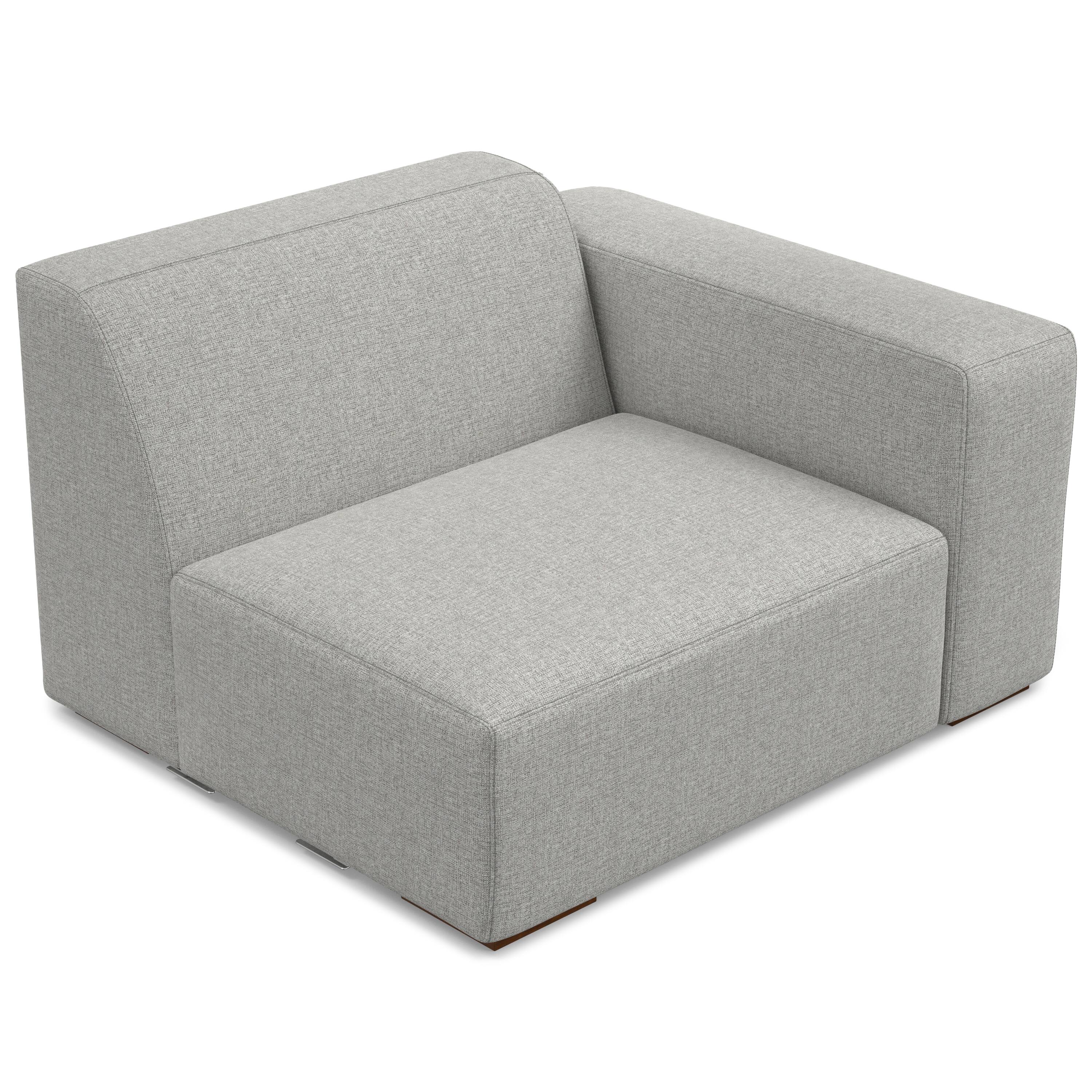 Alt View 3. Simpli Home - Rex Right-Arm Sofa Module in Tightly Woven Performance Fabric - Pale Grey.