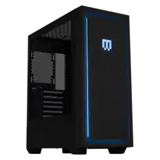 Front. MAINGEAR - MG-1 Mk.I Classic Case - Tempered Glass Side Panel - RGB Hub - RGB Remote Control - Standard Black Front Panel - Black.