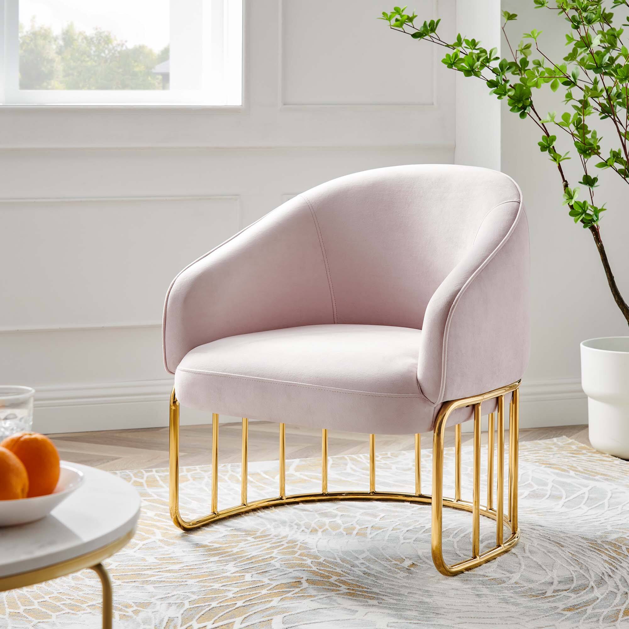 Front. Modway - Legacy Performance Velvet Armchair by Modway - Pink.