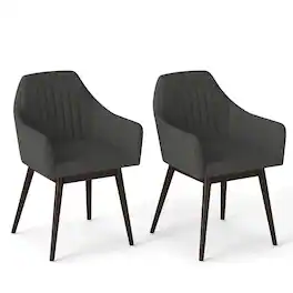 Costway - Dining Chairs Set of 2 Upholstered Accent Chairs with Comfy Padded Backrest - Dark Gray