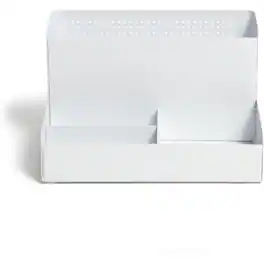 U Brands - Modern Perforated Metal Storage Cup 4 Compartment 3.90" x 6.90" x 5.30" Compact Metal - White