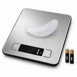 AMUMU - Digital Kitchen Scale Stainless Steel Food Scale with LCD Display Tare Function and Multi-Unit Measurement for Cooking - Silver