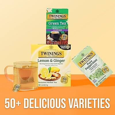 TWININGS Green Tea JASMINE 300 VALUE PACK  
TWININGS Lemon & Ginger Flavoured Herbal Tea 300  
TWININGS Peppermint Pure 300  

50+ DELICIOUS VARIETIES