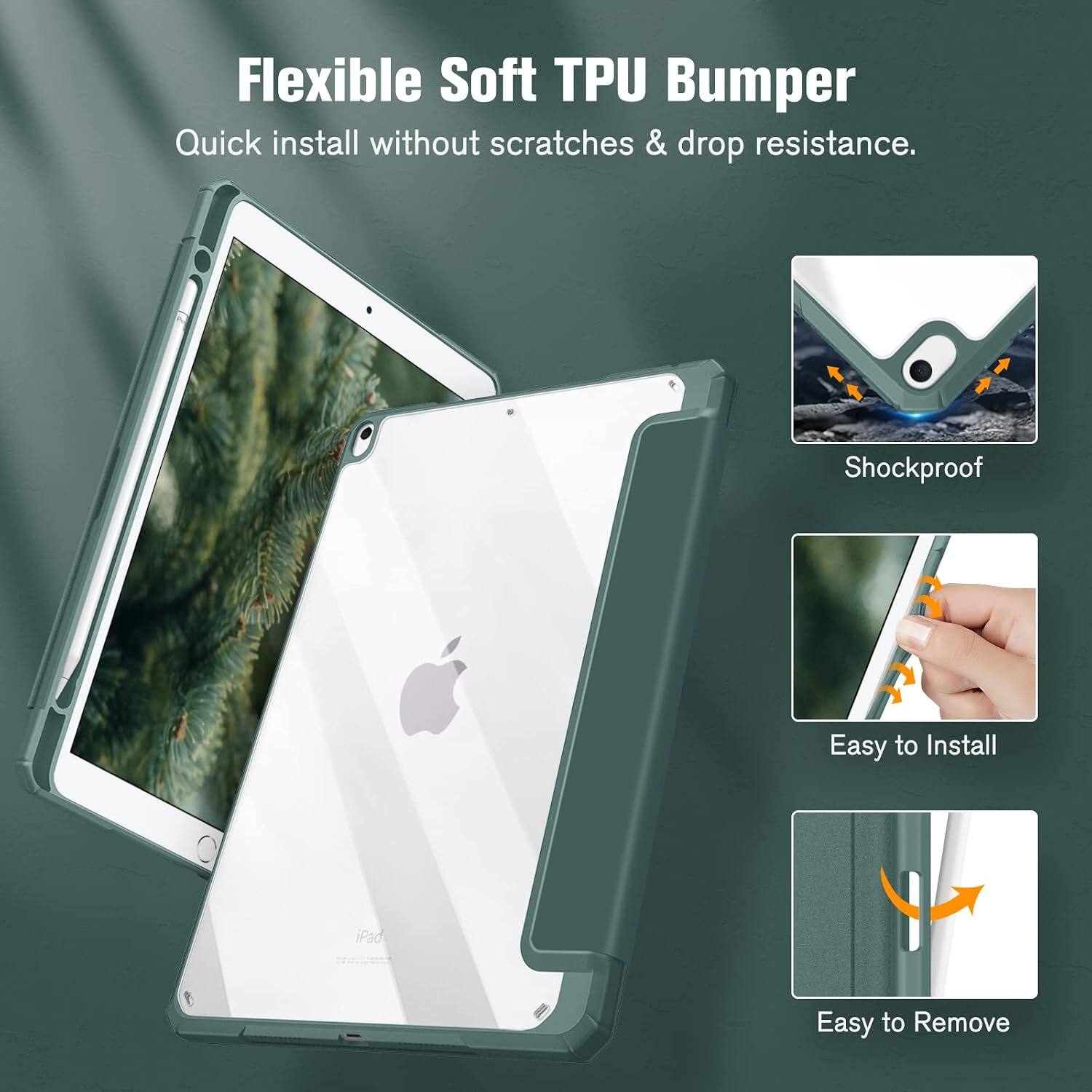 Flexible Soft TPU Bumper  
Quick install without scratches & drop resistance.  

Shockproof  
Easy to Install  
Easy to Remove