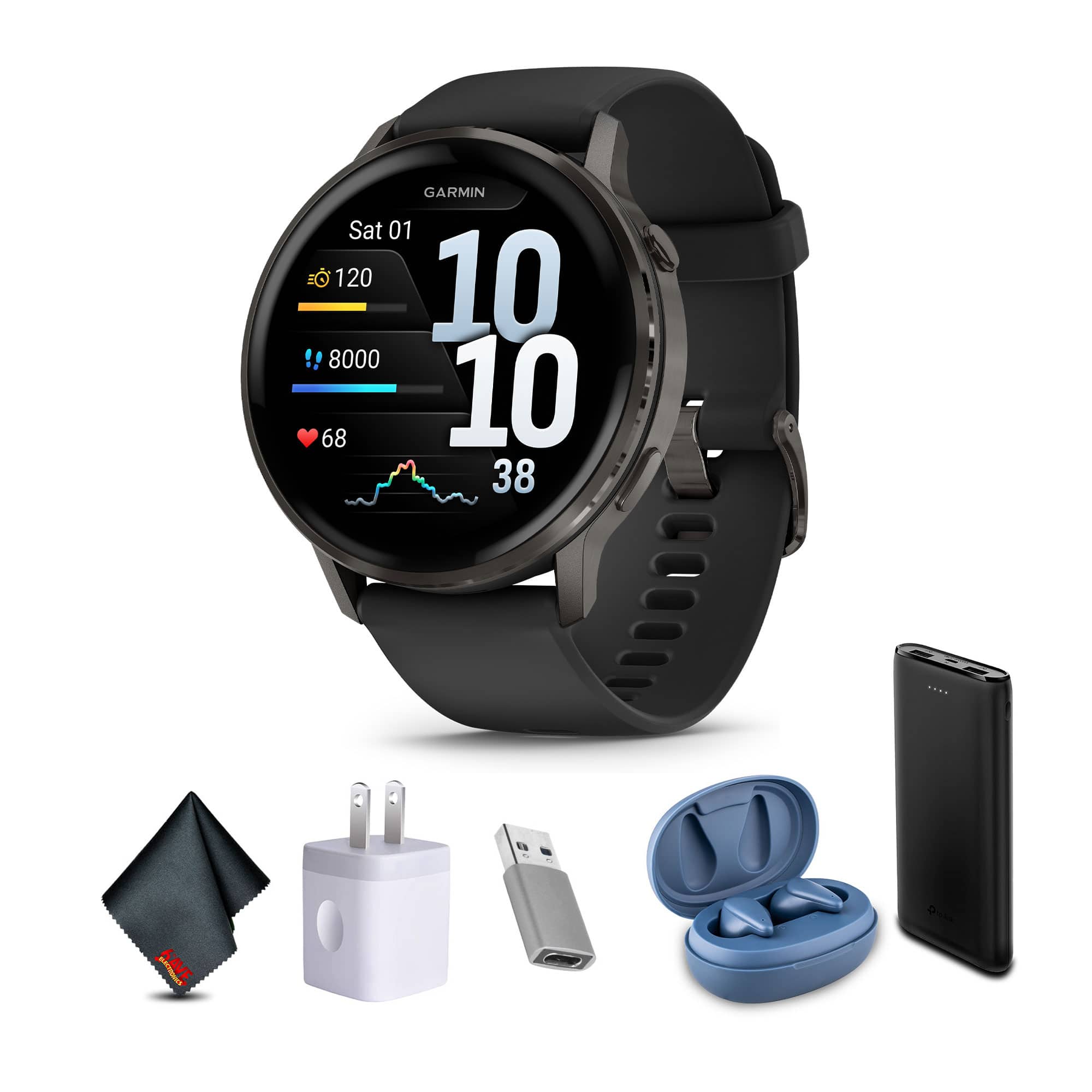 Garmin - Venu 4, 45mm, Advanced Health and Fitness GPS Smartwatch, Slate with Black Silicone Band - Slate with Black - (2025)