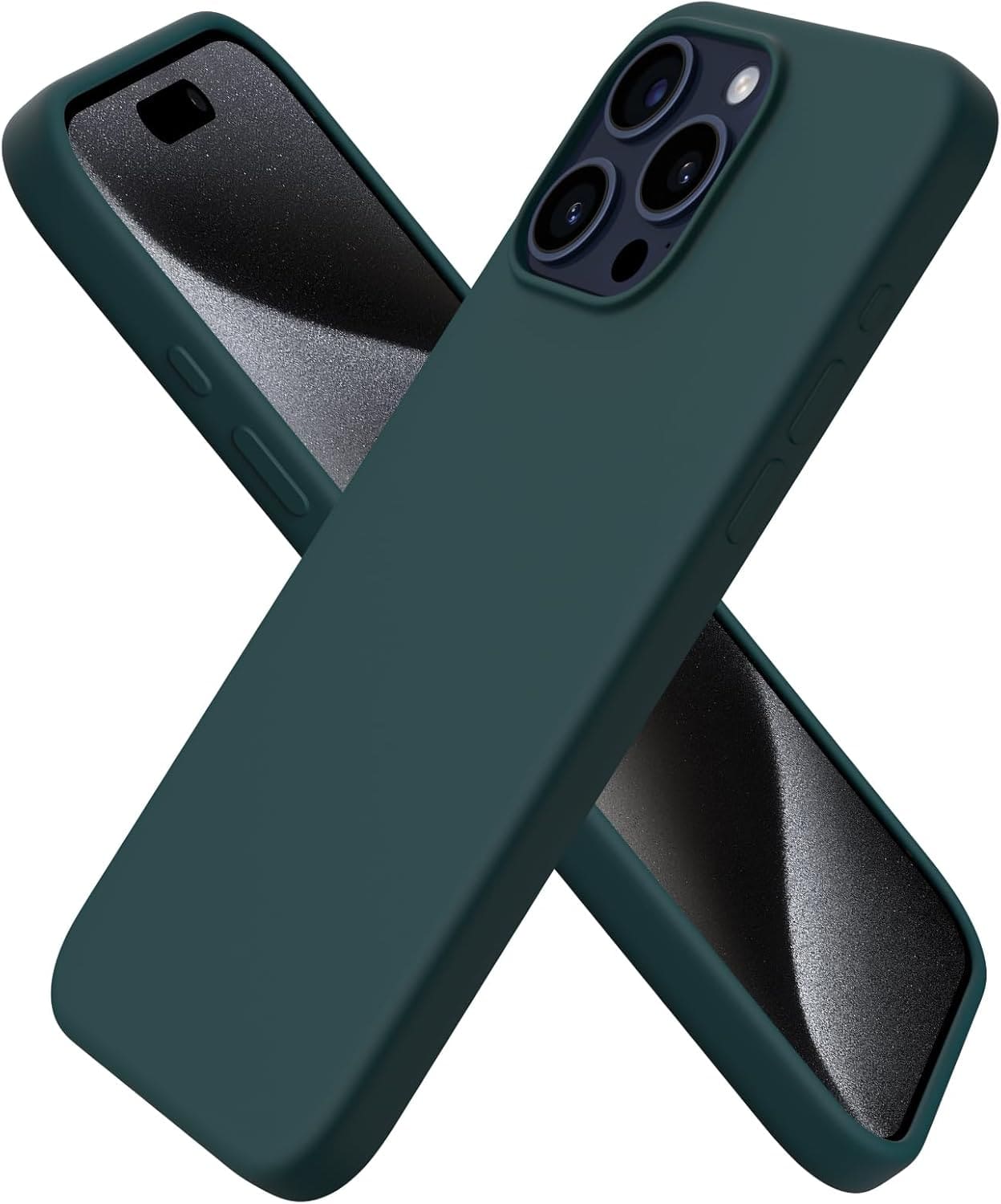 Front. Ornarto - ORNARTO Compatible with iPhone 15 Pro Max Case 6.7", Slim Liquid Silicone Full Covered Protective Cover-Olive Green - Olive Green.