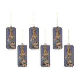 BreeBe - Glass Nativity Scene Ornament (Set of 6) - Blue, White