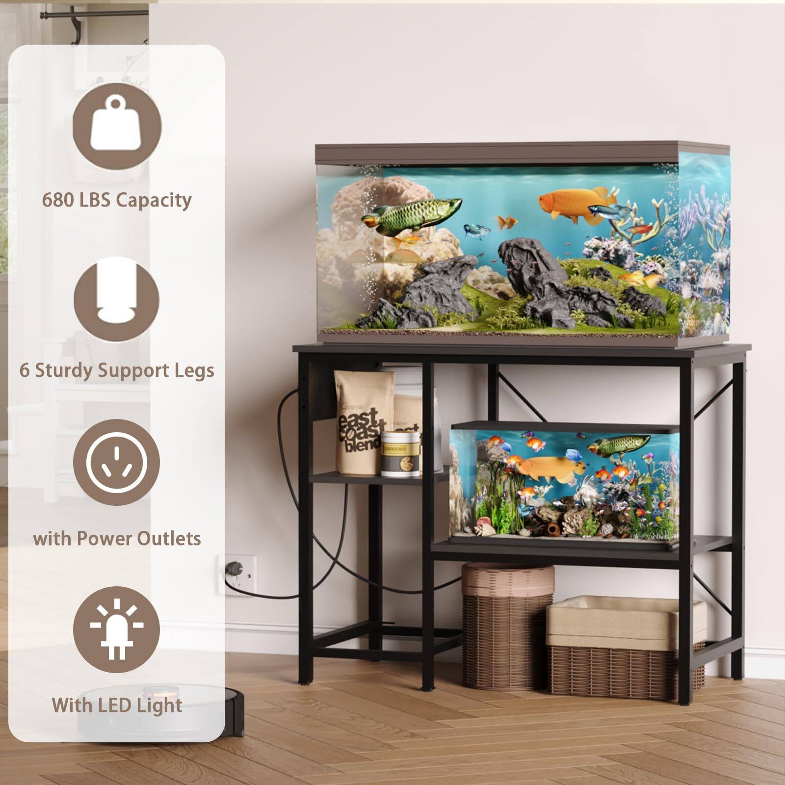 680 LBS Capacity  
6 Sturdy Support Legs  
with Power Outlets  
With LED Light