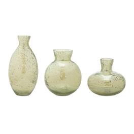 BreeBe - Bubbled Glass Bud Vase (Set of 3) - Green, Gray