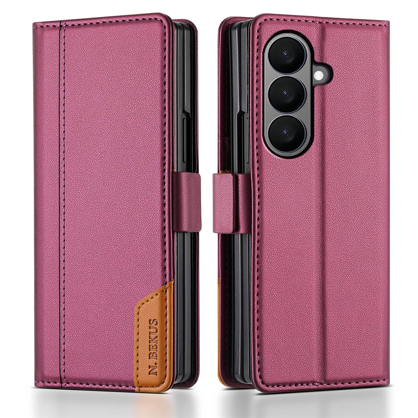 Dteck - Wallet Case for Samsung Galaxy Z Fold8 Ultra, Leather Folio Cover with Card Slots & Magnetic Closure - Winered price history on PriceWatchPro