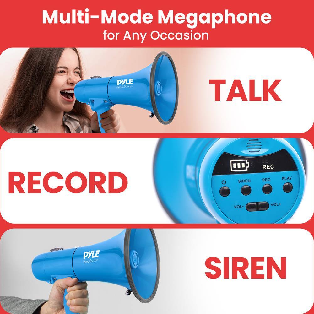 Multi-Mode Megaphone for Any Occasion

TALK

RECORD

SIREN