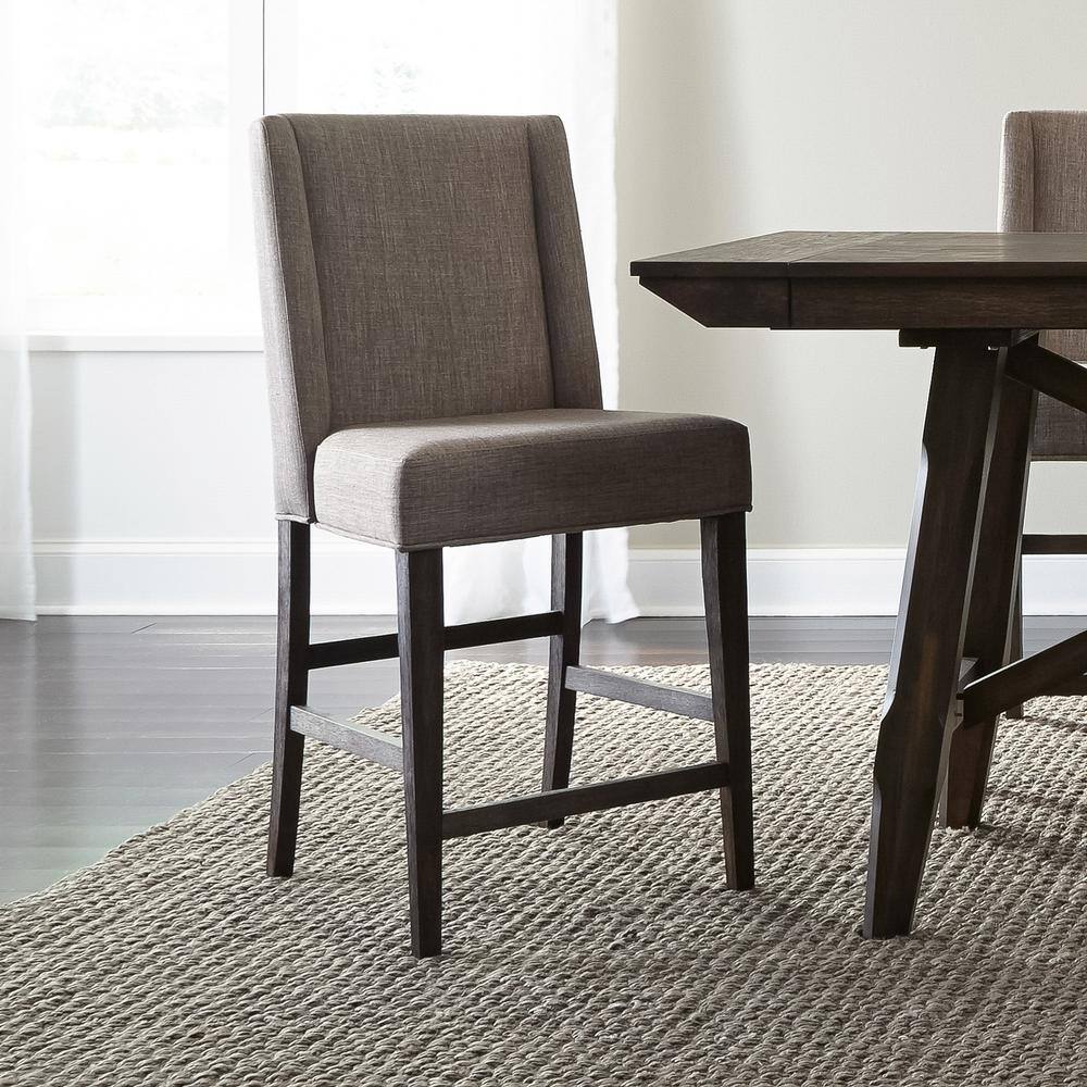 Alt View 3. Liberty Furniture Industries - Double Bridge Upholstered Counter Chair (RTA)-Set of 2 in Dark Chestnut - Brown.