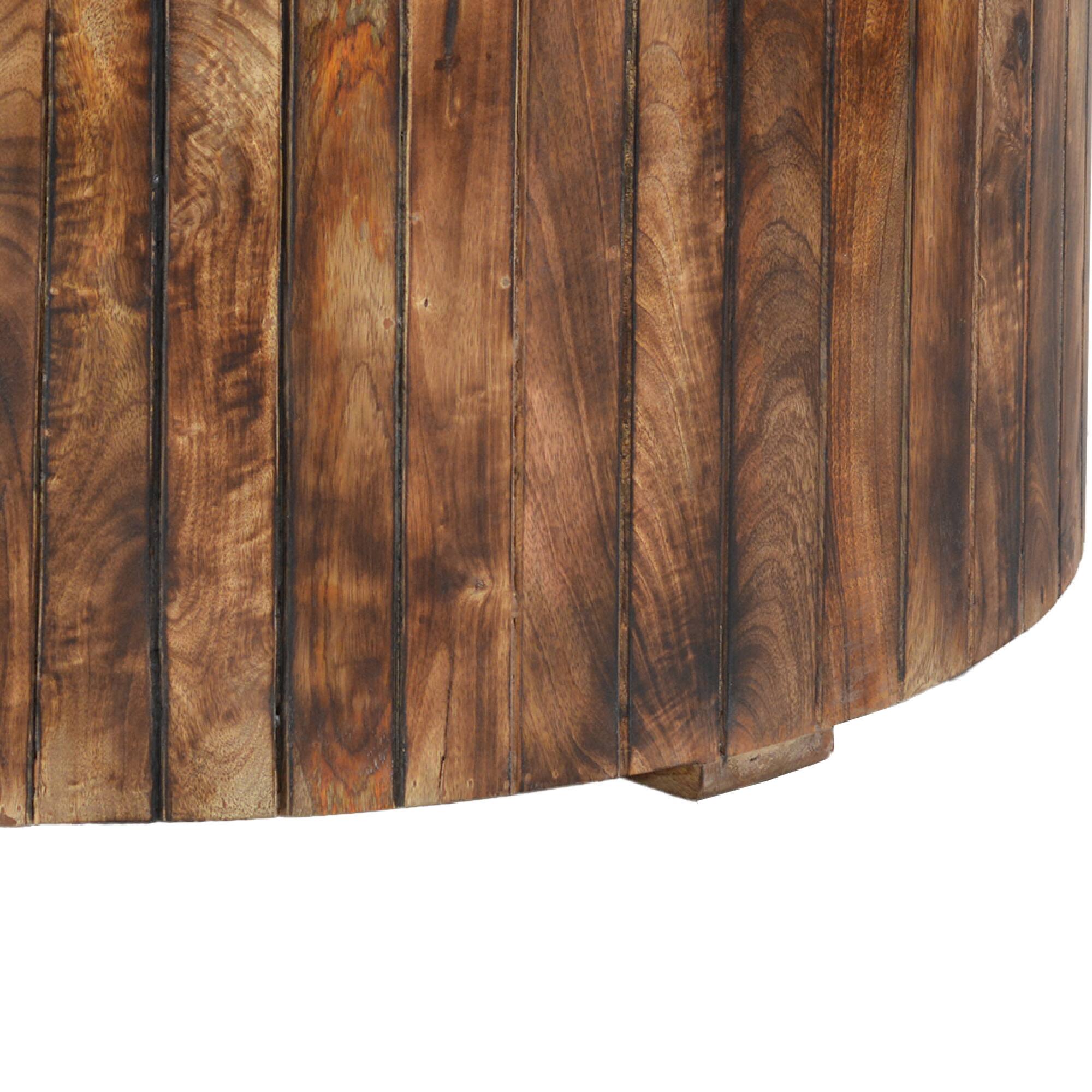 Alt View 1. Manhattan Lane - 34 Inch Handmade Wooden Round Coffee Table with Plank Design - Brown.