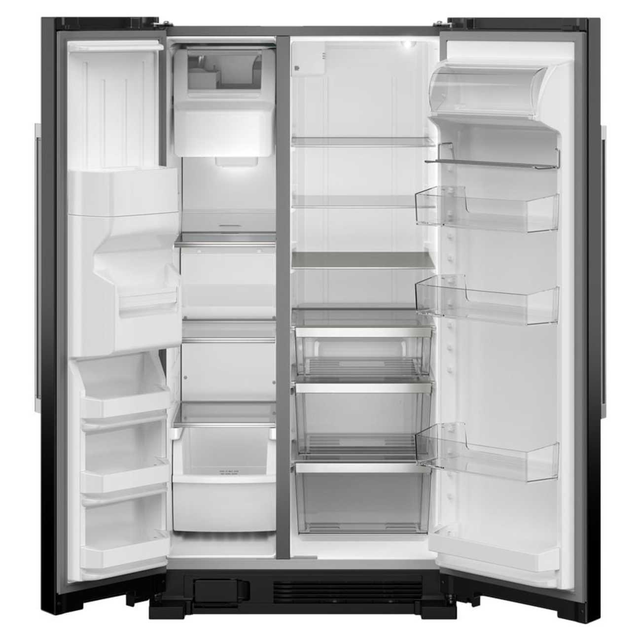 Left. Maytag - 36 in. Wide 25 cu. ft. Side-by-Side Refrigerator with Gallon Door Bins - Black.