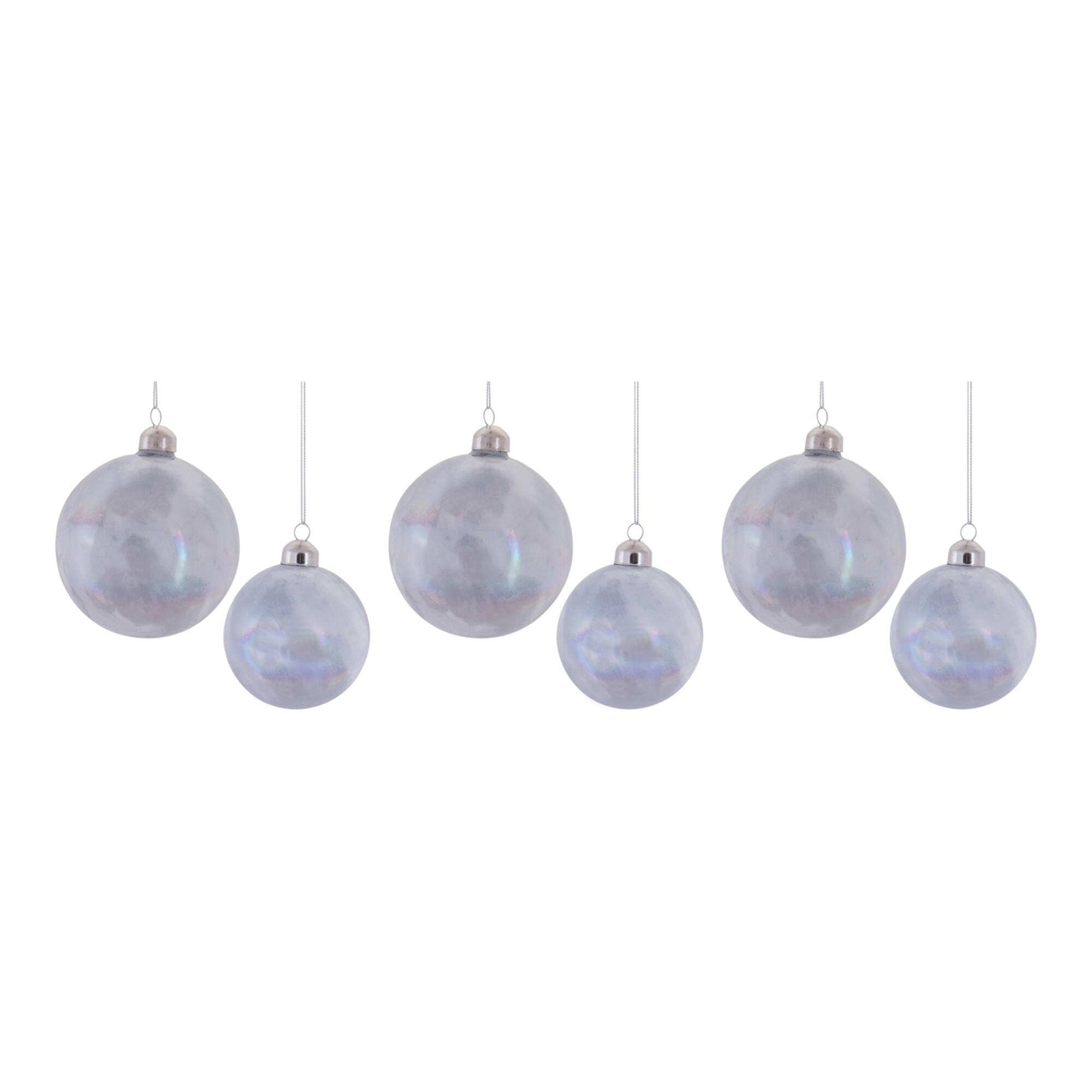 Alt View 2. BreeBe - Irredescent Glass Ball Ornament (Set of 6) - Cream.