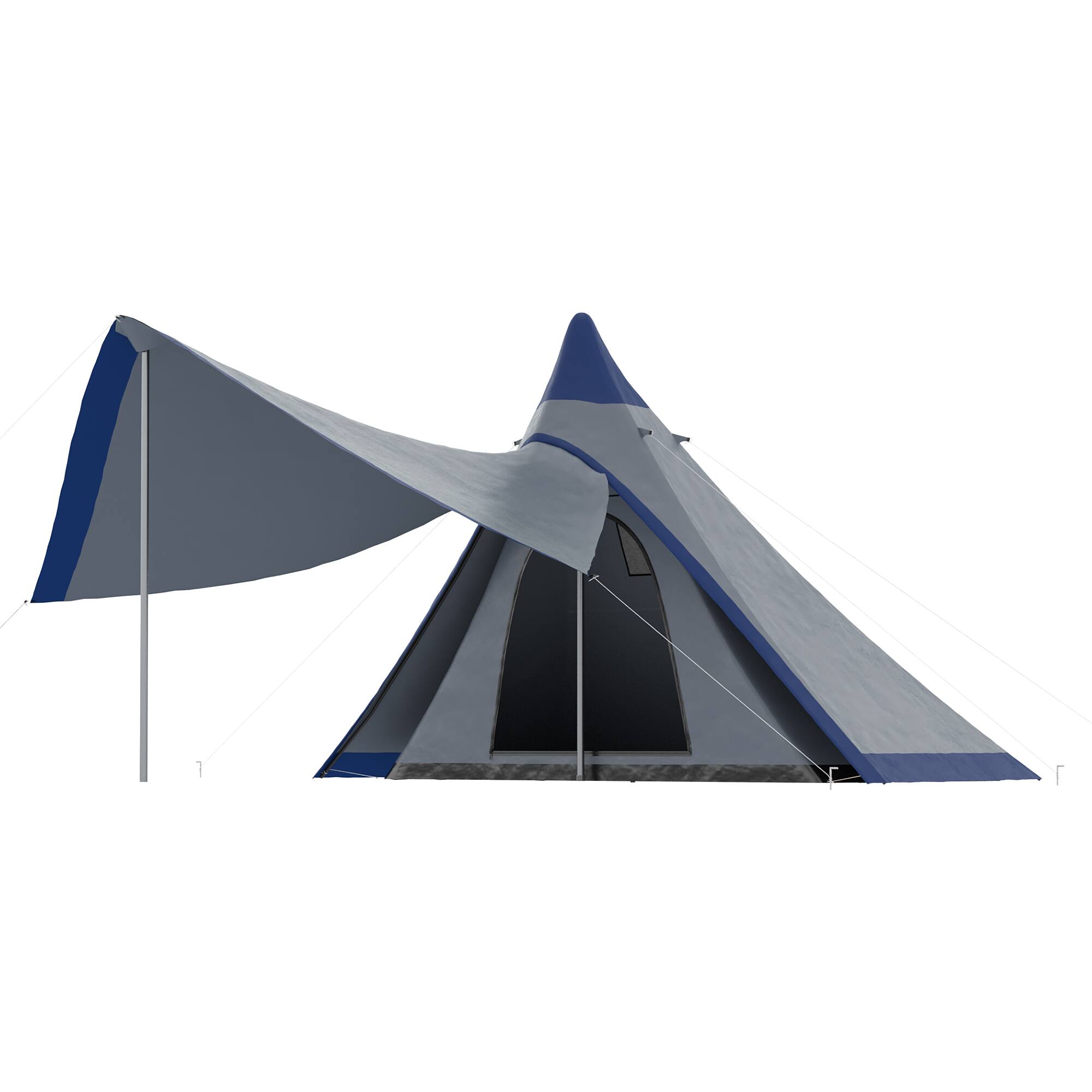 Outsunny - Set-Up Camping Tent with Porch, Floor and Carry Bag - Blue
