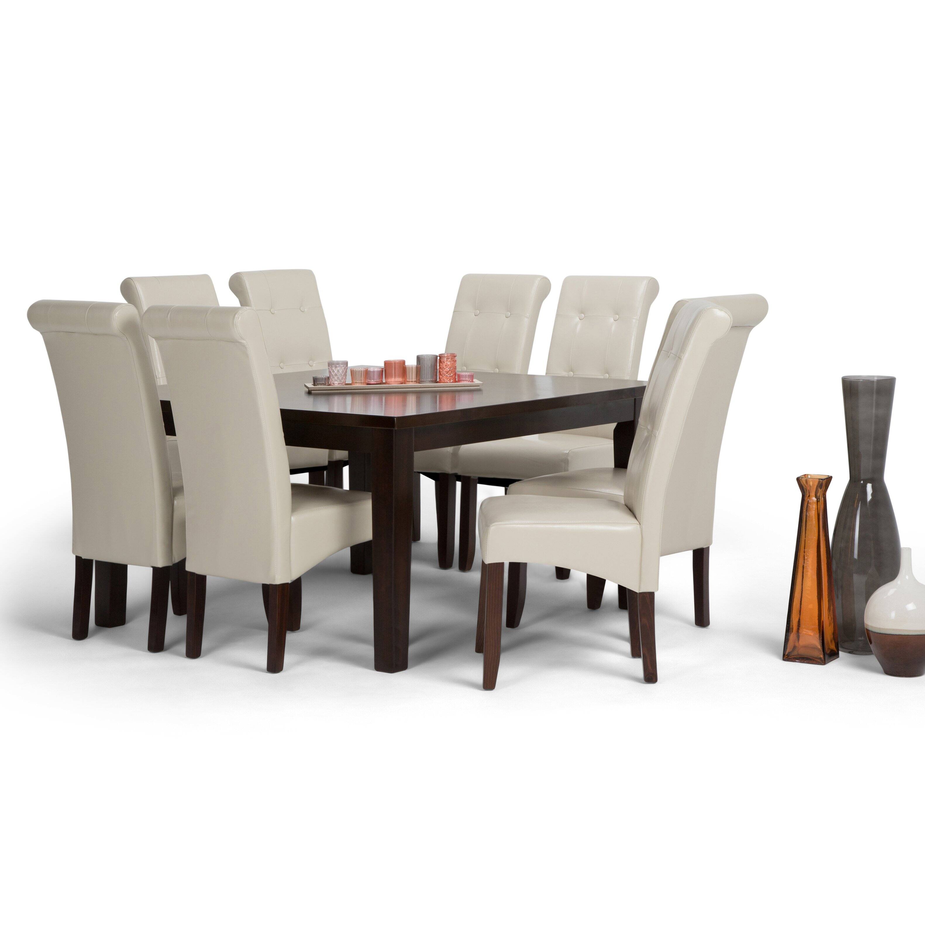 Angle. Simpli Home - Cosmopolitan / Eastwood 9-Piece Dining Set - Satin Cream.