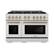 Angle. ZLINE - ZLINE Autograph 48 in. 6.7 cu. ft. Freestanding Select Gas Range w/ 8 Burners & Champagne Bronze Accents (HGRZ-48-CB) - Stainless Steel.