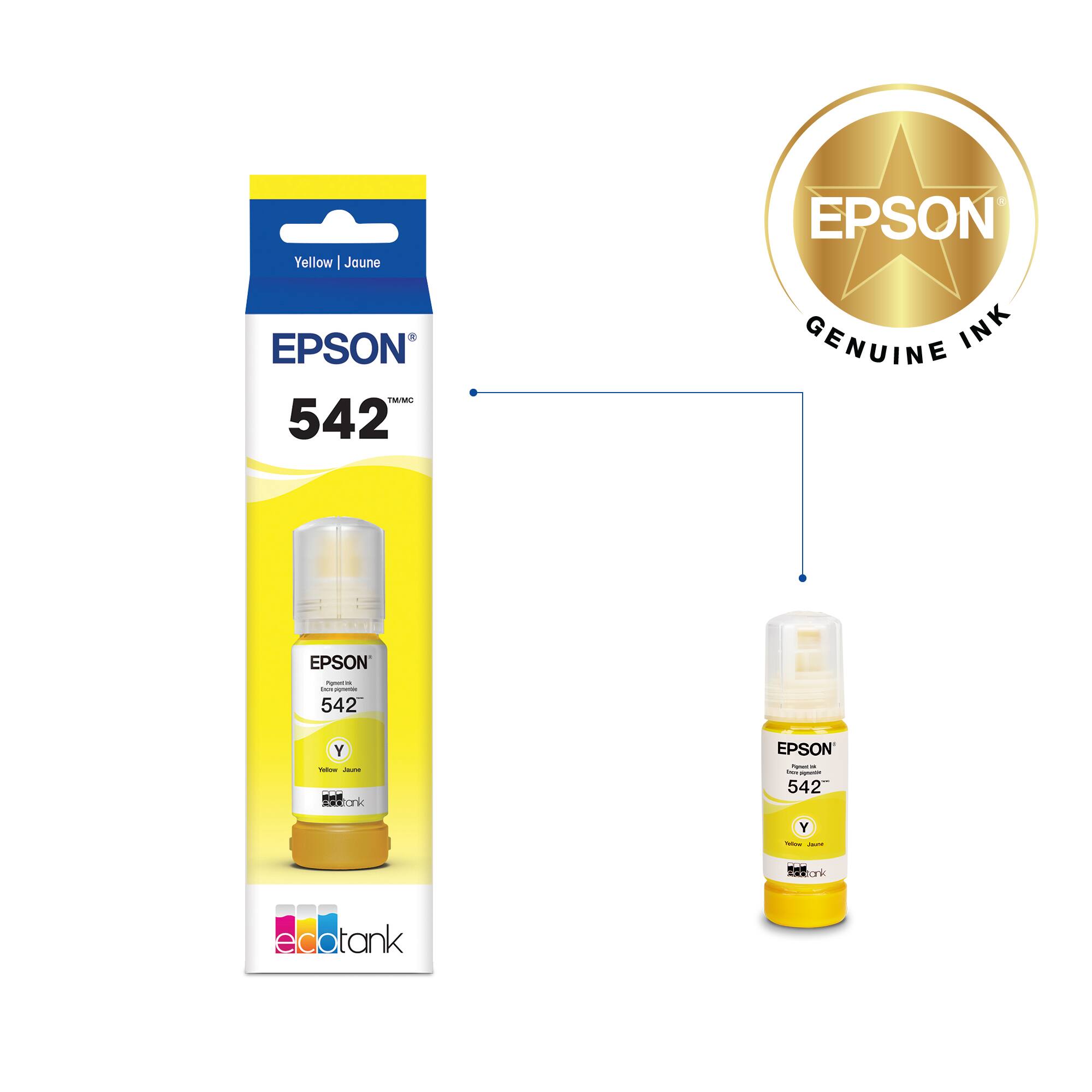 Yellow | Jaune . EPSON Te 542 EPSON GENUINE INK EPSON - - - - 542 Y - - - ada 202 onk EPSON - - - -  542" Y - - a 4i0k atank