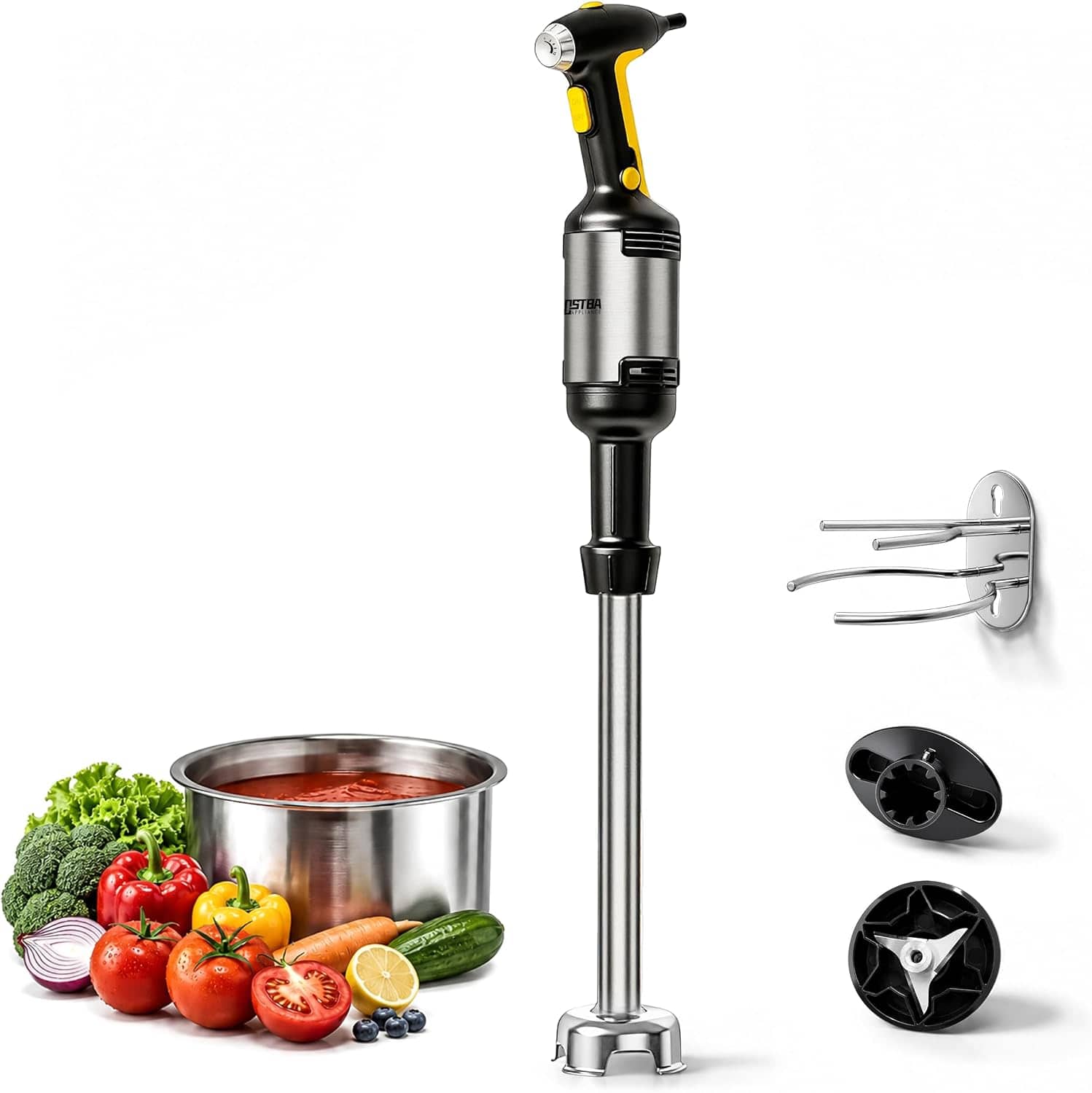 OSTBA - 750W Commercial Immersion Blender, 20-Inch Variable Speed Hand Mixer - Black