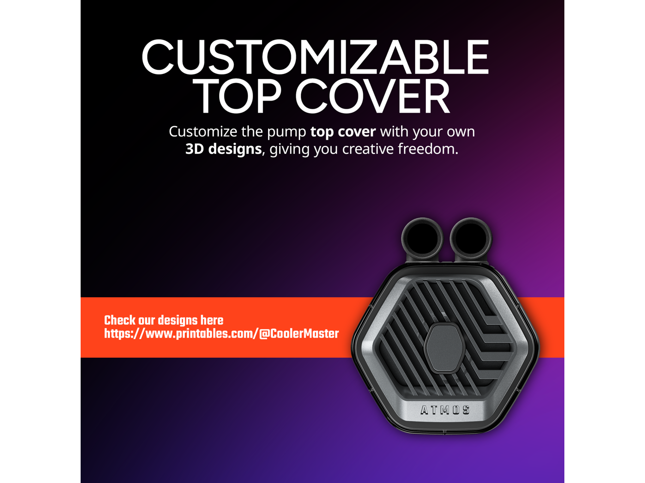 Alt View 4. Cooler Master - Cooler Master 240 Atmos Stealth AIO, R9|i7 Pump, Custom Cover, AM5/4, LGA 1851|1700 - Stealth.