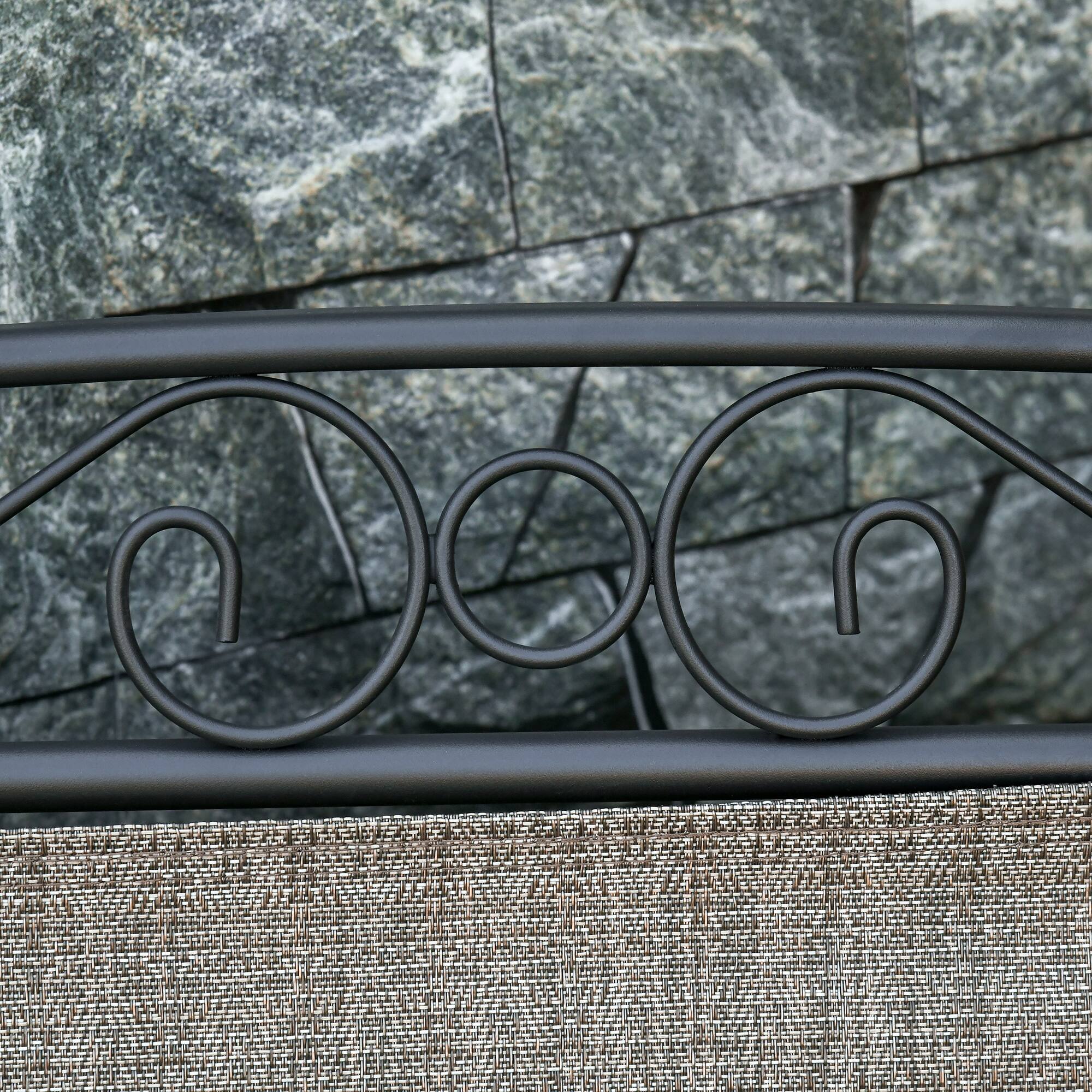 Alt View 5. Outsunny - Outdoor Glider Chairs with Coffee Table, Patio 2-Seat Rocking Chair Swing with Breathable Sling for Backyard - Brown.