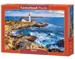 500 Piece Jigsaw Puzzle, Sunrise over Cape Elizabeth, Sea puzzle, seashore, USA, Castorland B-53667 - Red