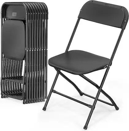 Front. Winado - Portable Plastic Folding Chair, 10PCS Commercial Seat with Steel Frame for Indoor Outdoor Wedding Party Picnic Dining - Black.