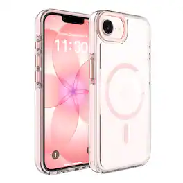 UUCOVER - Magnetic Case for iPhone 17e / iPhone 16e,Shockproof TPU+PC Clear Case Compatible with MagSafe Transparent Back Cover - Pink