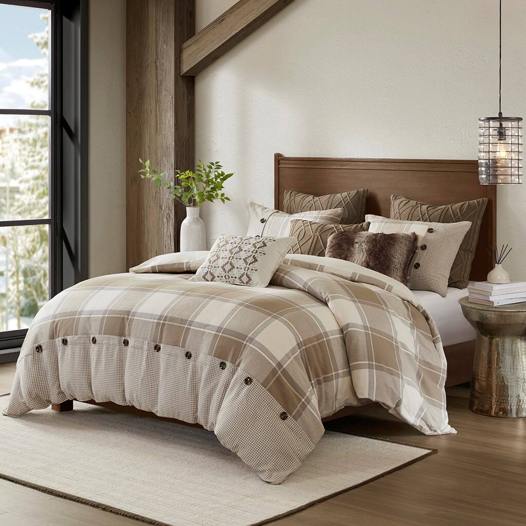 Alt View 1. Gracie Mills - Gracie Mills Obrien Rustic Retreat 8-Piece Cotton Jacquard Comforter Set - Neutral.