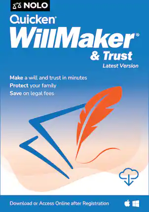 NOLO
Quicken WillMaker & Trust
Latest Version
Make a will and trust in minutes
Protect your family
Save on legal fees
Download or Access Online after Registration
