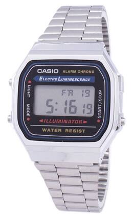 Casio - Digital Alarm Chrono Stainless Steel A168WA-1WDF A168WA-1W Unisex Watch - Silver