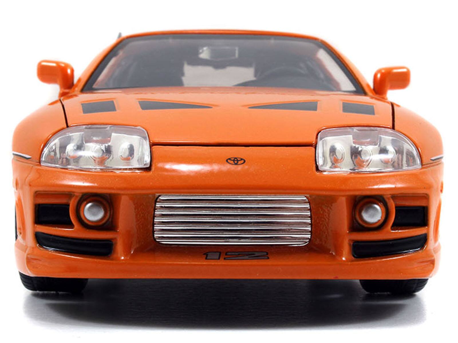 Alt View 5. Jada - Dom's 1970 Dodge Charger R/T Black and Brian's Toyota Supra Orange with Graphics Set 1/24 Diecast Model Cars by Jada.