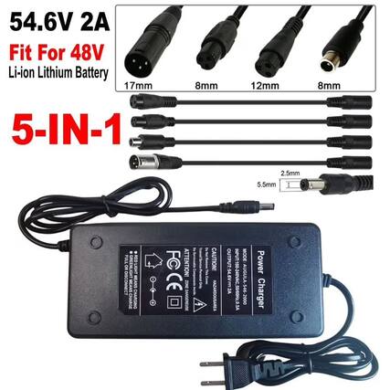 54.6V 2A
Fit For 48V Li-ion Lithium Battery
5-IN-1
17mm
8mm
12mm
8mm
2.5mm
5.5mm
Power Charger
Model: AUGULA-546-2000
FC CE
DANGER ZONE
ATTENTION!
CAUTION!
OUTPUT: 54.6V 2A
FULL OR GREEN LIGHT MEANS CHARGING
RED OR LIGHT MEANS DISCONNECT
ATTENTION!
DANGER ZONE
Serviceable
1 Trained Service Personnel Only
CAUTION!
This Cover HAZARDOUS AREA