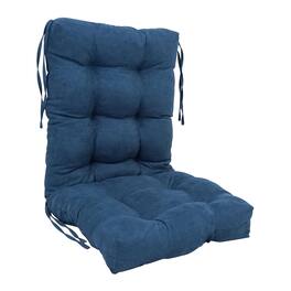 Blazing Needles - 18-inch by 38-inch Solid Microsuede Tufted Chair Cushion - Blue