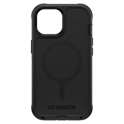 Front. OtterBox - Defender Series Pro MagSafe Case for Apple iPhone 16e / 15 / 14 / 13 - Black.