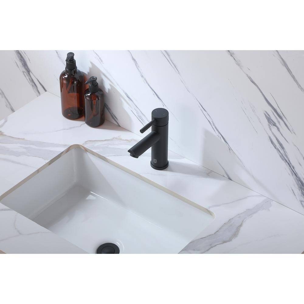 Alt View 9. Elegant Kitchen and Bath - Mia Single Hole Single Handle Bathroom Faucet in Matte Black - Matte Black.