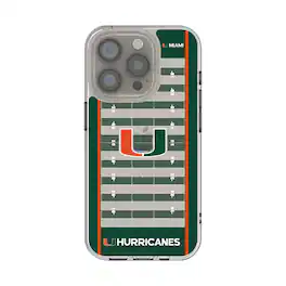Keyscaper - NCAA - Miami Hurricanes iPhone Clear Football Field Design Case - 16e - Multicolor