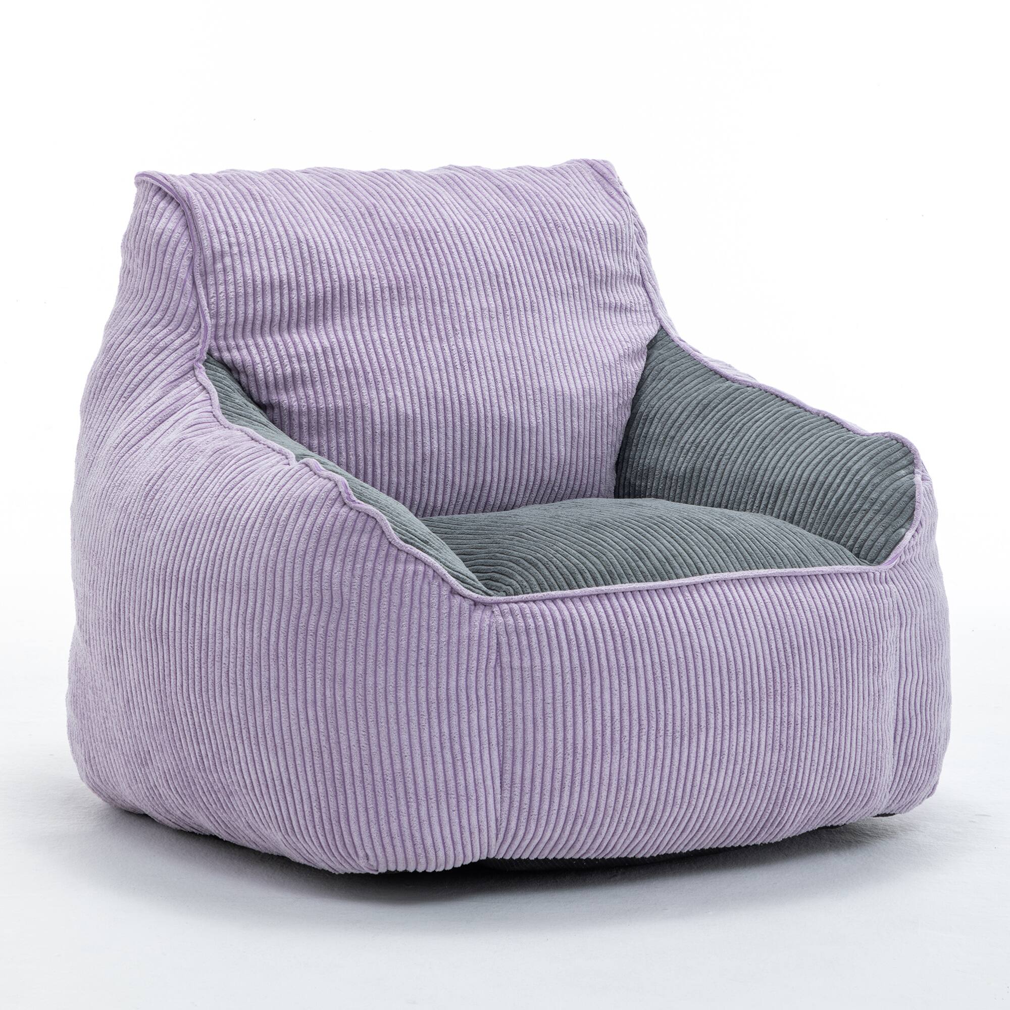 Alt View 9. GOODSILO - Large Corduroy Bean Bag Sofa Chair with Armrests and Included Filler for Living Room and Bedroom - Gray,Purple.